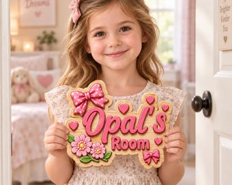 Personalized Wooden Kids Door Sign,Custom Name Plaque for Boys and Girls Bedroom,Letters Nursery Wall Decor, Baby Shower or Birthday Gift