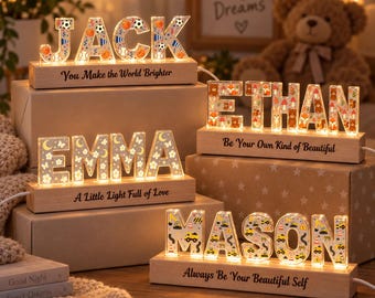 Personalized Name Night Light, Custom LED Name Lamp, Kids Room Decor, Nursery Light, Birthday Gift Keepsake For Boy Girl,Baby Shower Gift