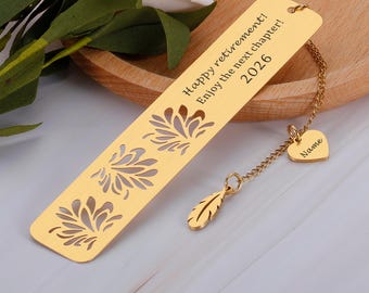 Regalo de jubilación personalizado 2026 para hombres y mujeres, marcapáginas "Disfruta del próximo capítulo", marcapáginas personalizados para la jubilación.