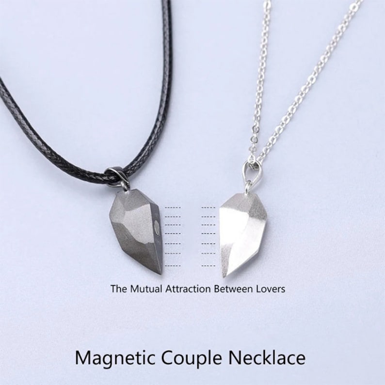 a set of 2 unique Magnetic high quality Stainless steel Couple Necklaces with Adjustable length is one of the best long distance gifts