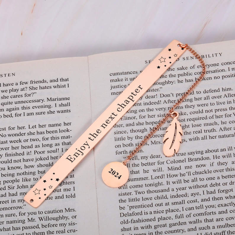 Enjoy The Next Chapter 2024 Graduation Gifts for Women Personalized Retirement gift for Co-worker Leaving Gifts Bookmark Gift for Women Men Enjoy...(feather)