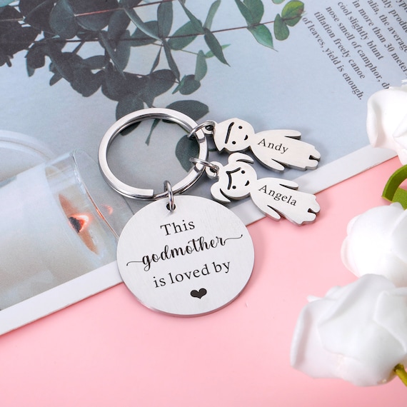 Portachiavi Madrina Regalo - Ciondolo In Lega Con Incisione, Ideale Per Battesimo, Natale, Compleanno