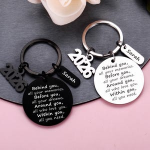 Behind you all your memories, Custom Name 2026 Graduation Keychain Gifts, Grad gift, Back to School, College High School Graduation