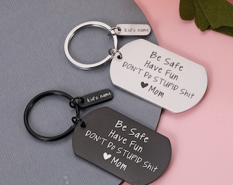 Llavero "No hagas estupideces", regalos para adolescentes, llavero para hijo, llavero "No hagas estupideces", llavero para la universidad, regalo para niño