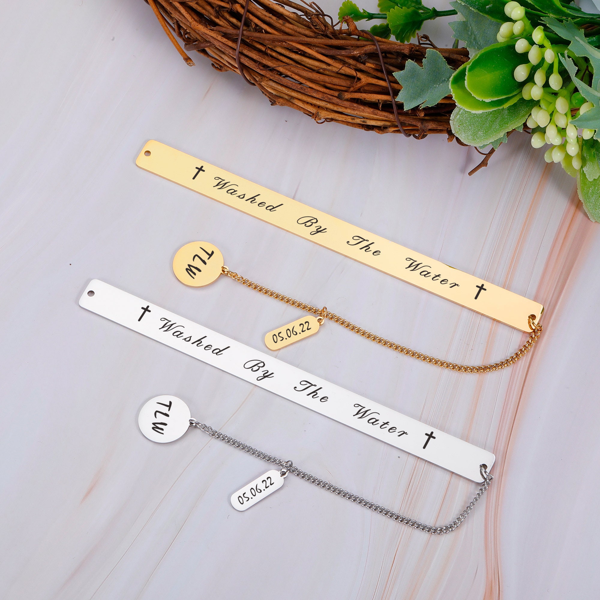 Baptism gift bookmark, First communion gift, Religious bookmark, Washed by the water, Adult baptism gift, goddaughter godson baptism gift