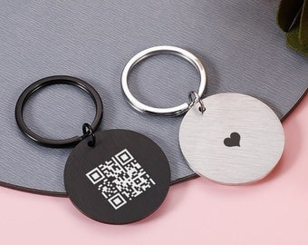QR code keychain,plays music with scan, Personalized scan lanyard,Engraved QR Code,Website,Music,Video on a Keyring,Apple Music keychains