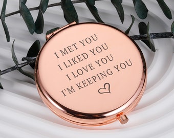 Miroir compact personnalisé | Miroir compact personnalisé | Cadeau personnalisé pour elle | Miroir pour demoiselle d'honneur | Miroir de poche gravé|Miroir or rose