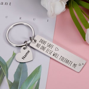 Christmas Gifts Couple, Drive Safe No One Else Will Tolerate Me, Personalized Keyring For Boyfriend, Anniversary Gift For Boyfriend Him Her