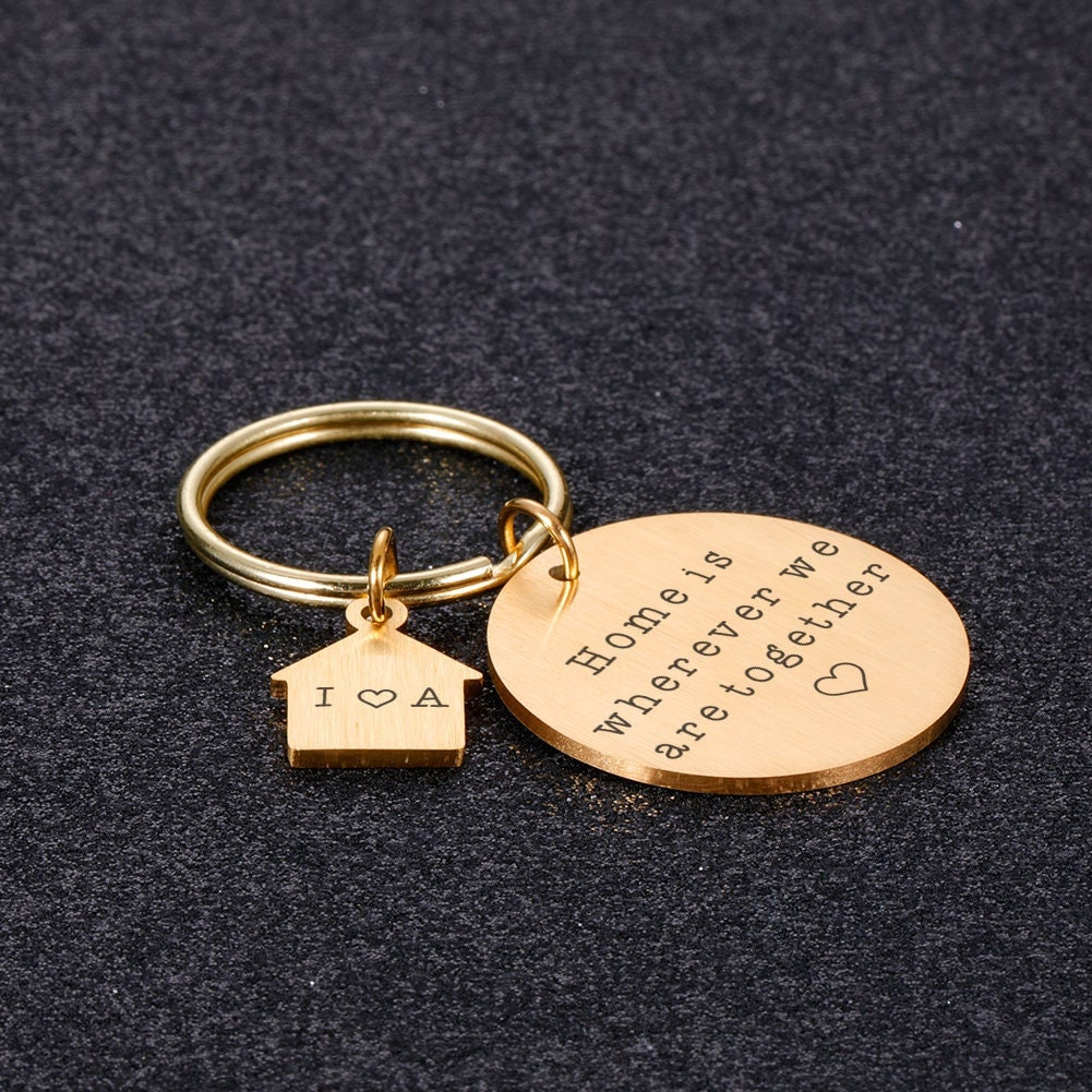 Personal New Home Keychain,Home is Wherever We are,schlüsselanhänger personalisiert,Home Gift,Couples Keychains,New Homeowners,New Home Gift