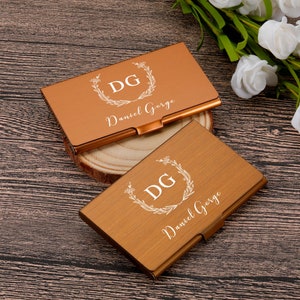 Gepersonaliseerde visitekaartjeshouder Roze marmeren visitekaartjeshouder Metalen creditcardhouder Cadeau voor haar Rose Gold Business ID-kaarthouder
