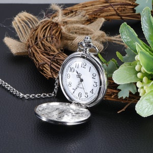 Personlized Pocket Watch Directional Magnetic Pocket Watch Antique Nautical Vintage Quote Engraved, Baptism Gifts, Confirmation Gifts Silver