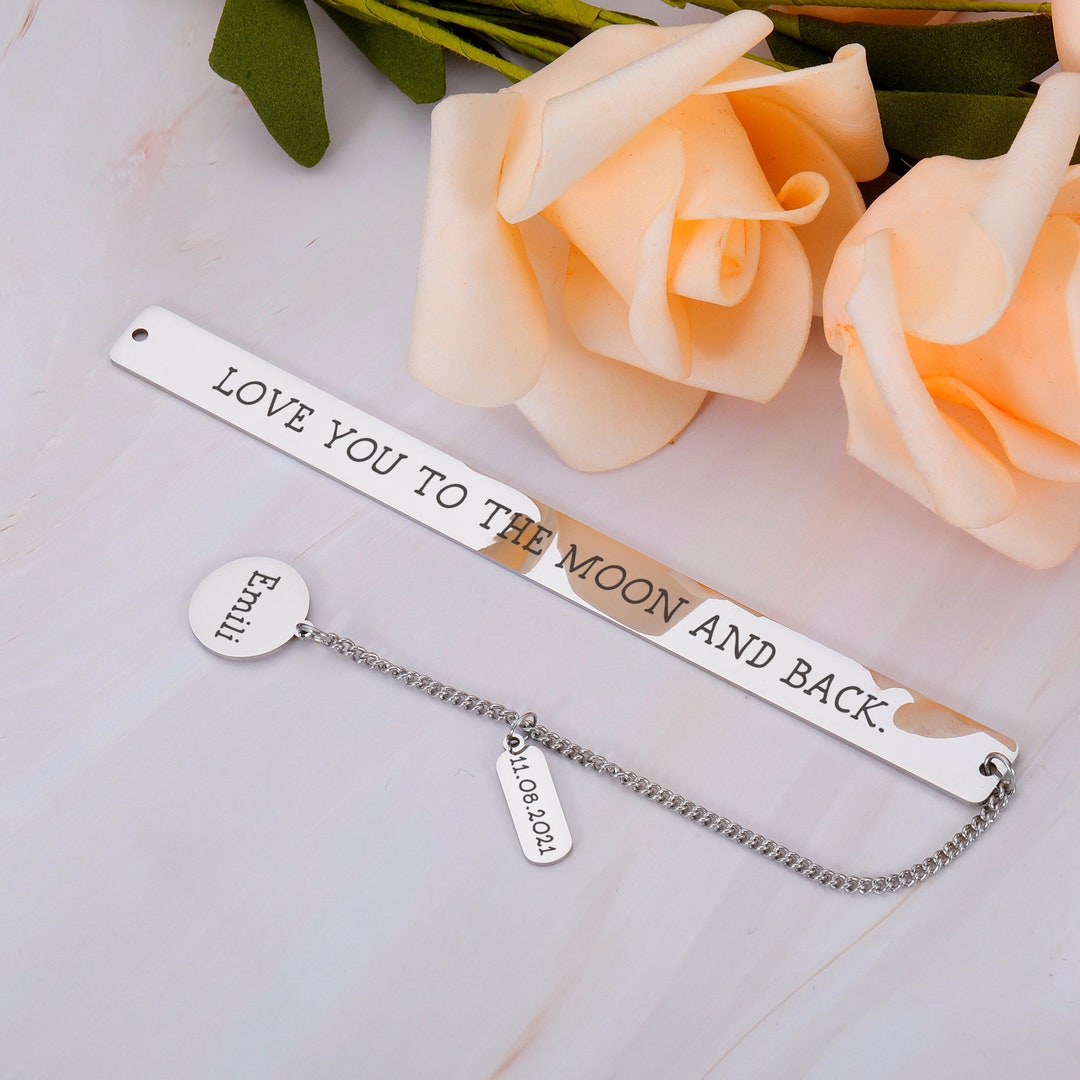 Christmas Gifts for Him Love You to the Moon and Back Metal Bookmark
