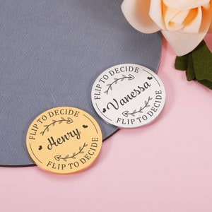 Personalized Couple Decision Coin - Mom and Dad Flip Coin - Who's Turn Flip to Decide Round - Adult Novelty Gift - New Baby Gift for Parents