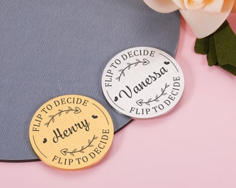 Personalized Couple Decision Coin - Mom and Dad Flip Coin - Who's Turn Flip to Decide Round - Adult Novelty Gift - New Baby Gift for Parents