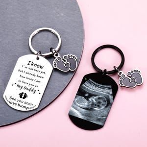 Echografie sleutelhanger op maat voor kersverse vader Cadeaus Eerste keer vader cadeaus Gepersonaliseerde sonogram foto sleutelhanger Dads to be cadeau voor 1e keer vaders
