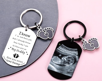 Portachiavi ecografico personalizzato per neo-papà, regali per neo-papà, portachiavi con immagine ecografica personalizzata, regalo per futuri papà per neo-papà