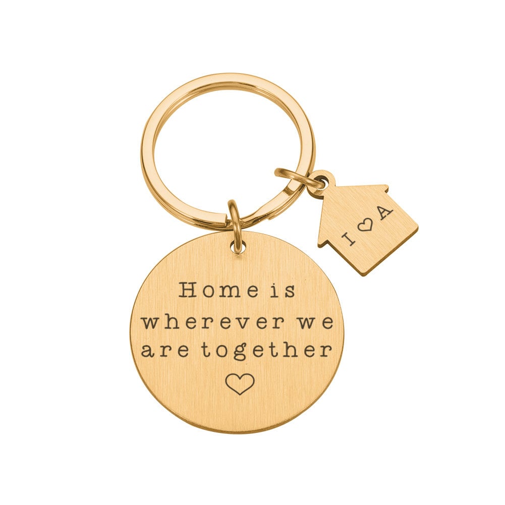 Personal New Home Keychain,Home is Wherever We are,schlüsselanhänger personalisiert,Home Gift,Couples Keychains,New Homeowners,New Home Gift