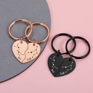 Zodiac Keychain | Astrology Gift | All Signs | Holographic / Iridescent Motel-Style Keyring | Valentine&#39;s Day Gift | Couple Keychains