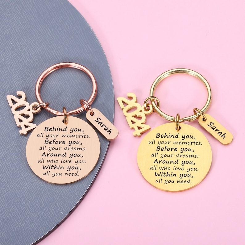 Behind you all your memories, 2024 Graduation Gifts, Grad gift, Back to School, College High School Graduation, 2024 Graduation Keyrings zdjęcie 2