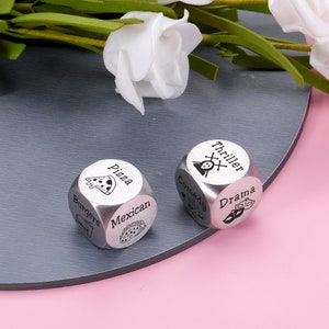 Personalized Date Night Dice 2 set of dice 10th Anniversary Gift Custom Engraved Dice Engagement Wedding Gift Christmas Gifts image 5