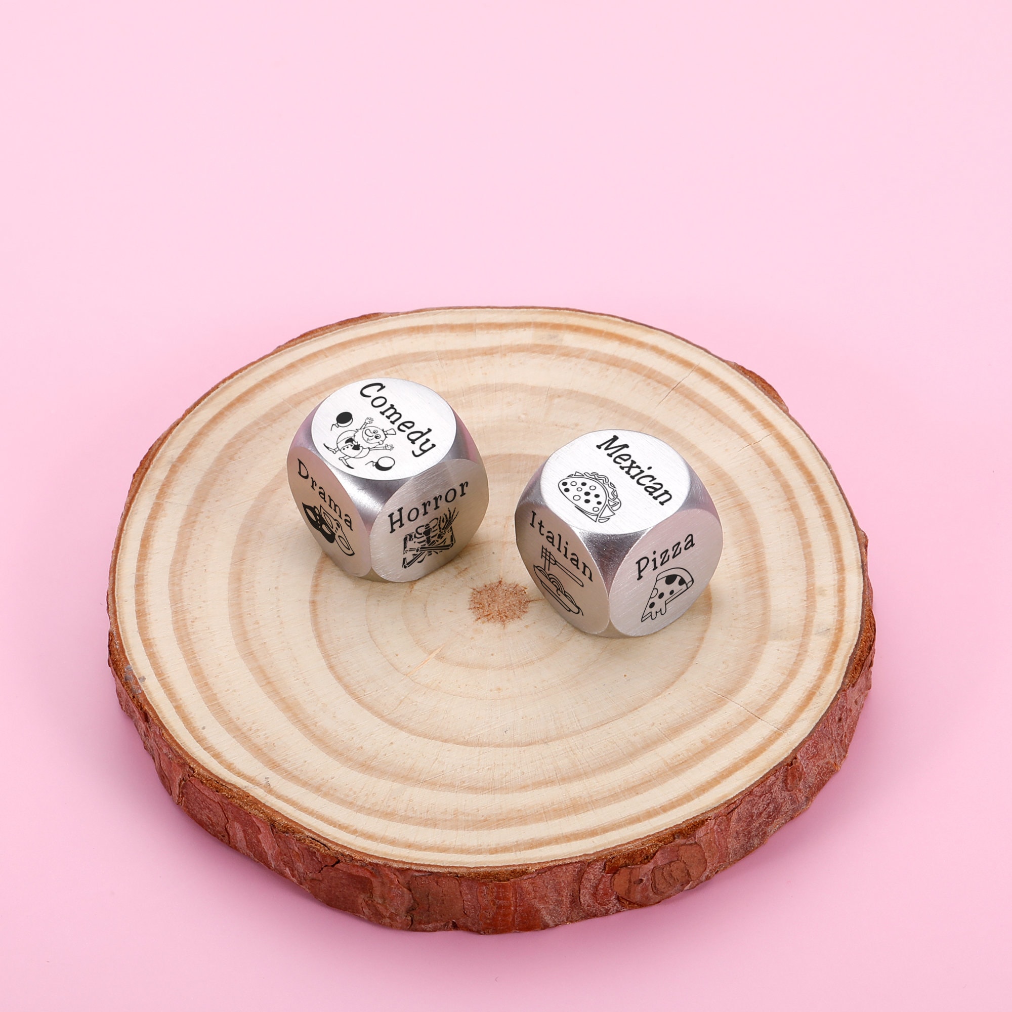 Personalized Date Night Dice - 2 set of dice - 10th Anniversary Gift - Custom Engraved Dice - Engagement Wedding Gift - Christmas Gifts