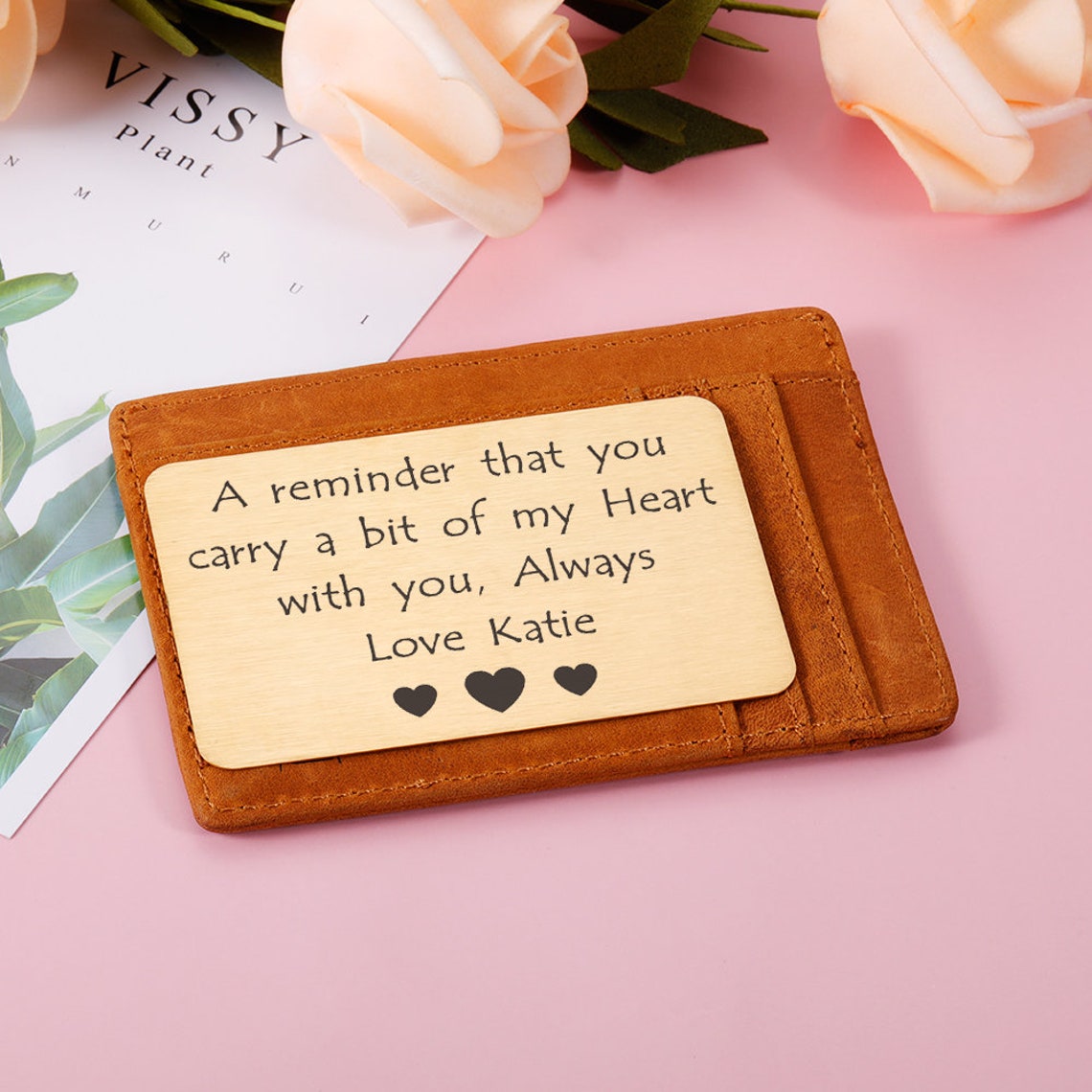 Engraved Wallet Insert Love NotePersonalized Handwritten Etsy