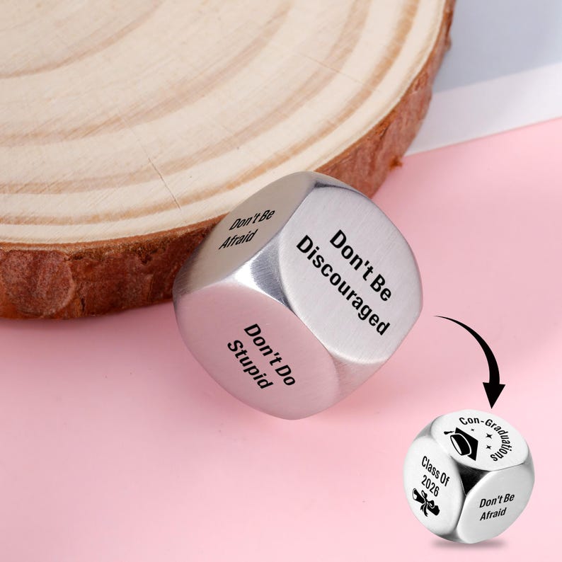 2026 Graduation Gifts, Engraved Text Funny Dice, Class of 2026 Gifts, Personalized Graduation Gifts, Proud Of You Gift, Pocket Gift image 2