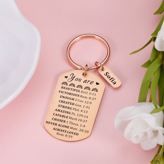 Tu sei ispirazione, regalo con versetto della Bibbia, regali con citazioni ispiratrici, portachiavi personalizzato con ispirazione, portachiavi Sei bellissima, regali cristiani - Italia