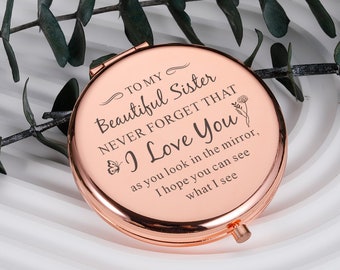 Personalised Mirror, Bridesmaid Gift, Hand & Pocket Mirror, Mirror for Girls, Compact Mirror for Women, Mirror for Sisters, Protable Mirror