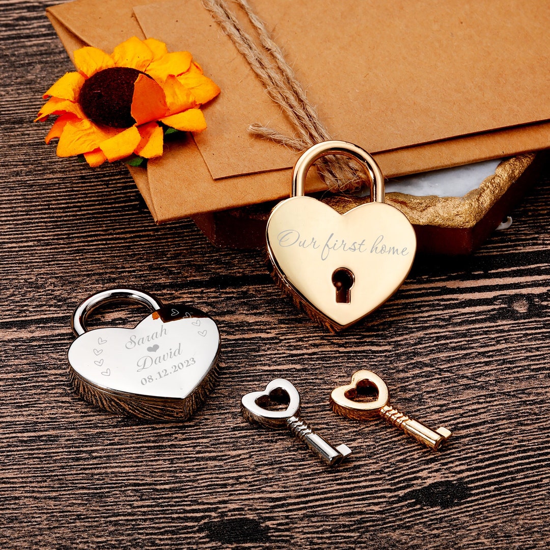 Personalised Padlock Wedding Annivesary Gift Present Love Lock Custom