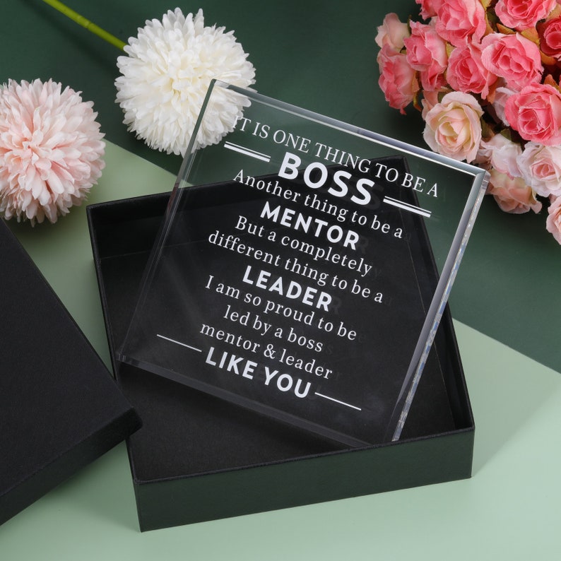 Christmas Gift for Boss Mentor Appreciation Gifts Acrylic Office Keepsake for Boss Lady Bosses Day Retirement Gift for Women Unique Gift image 1