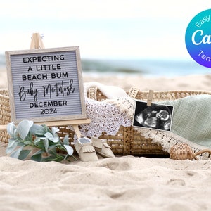 Summer Baby Announcement Digital, Beach Baby Pregnancy Announcement, Social Media Pregnancy Announcement Template, Boho Neutral Baby Reveal