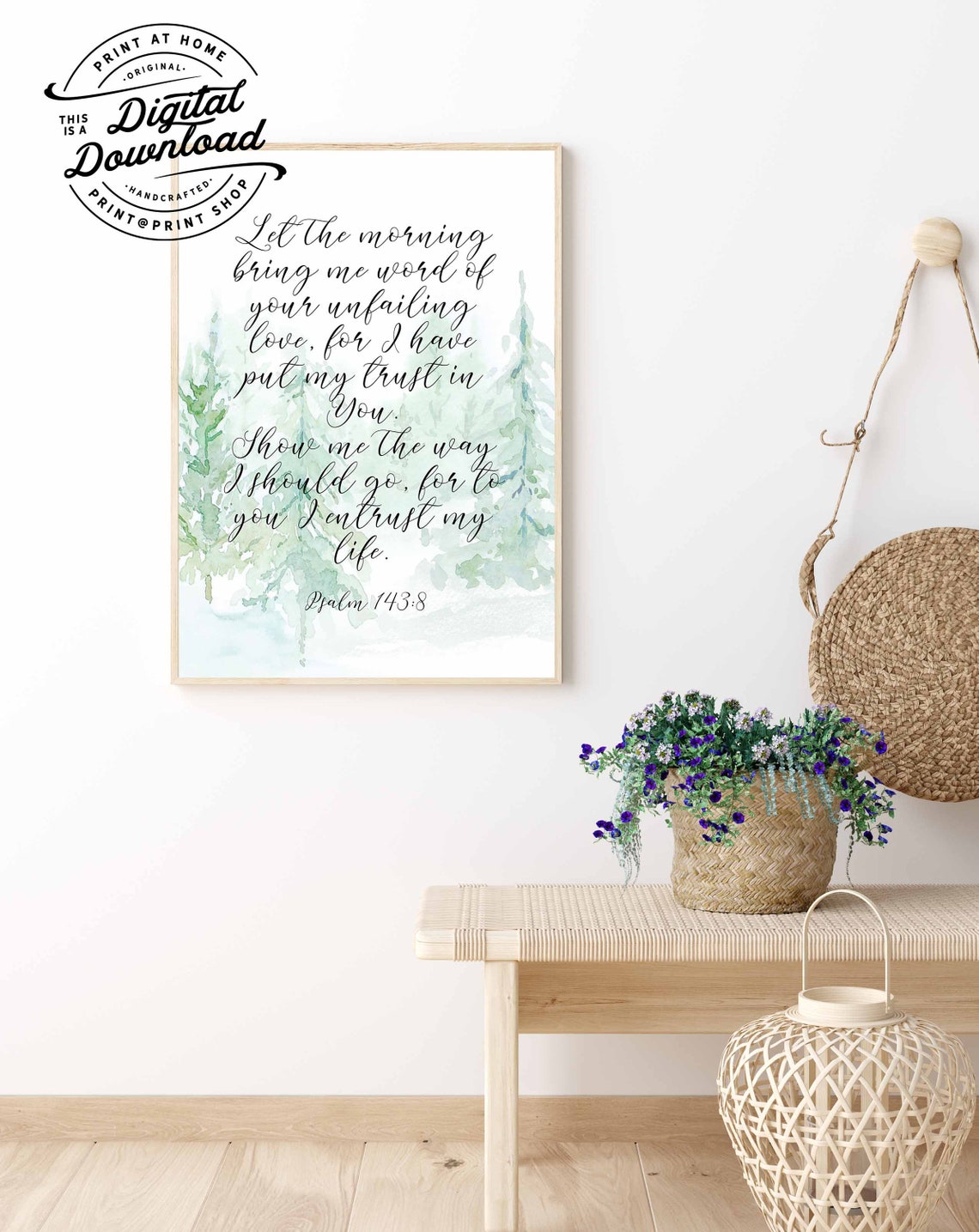 Bible Verse Watercolor Art Love Bible Art Pine Tree Wall Art Etsy