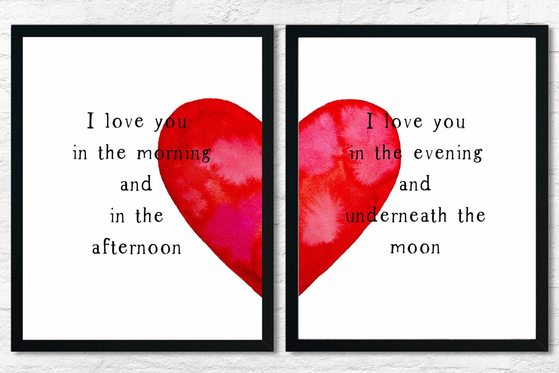 Valentine Printable Set Song Lyrics I Love You Red Etsy