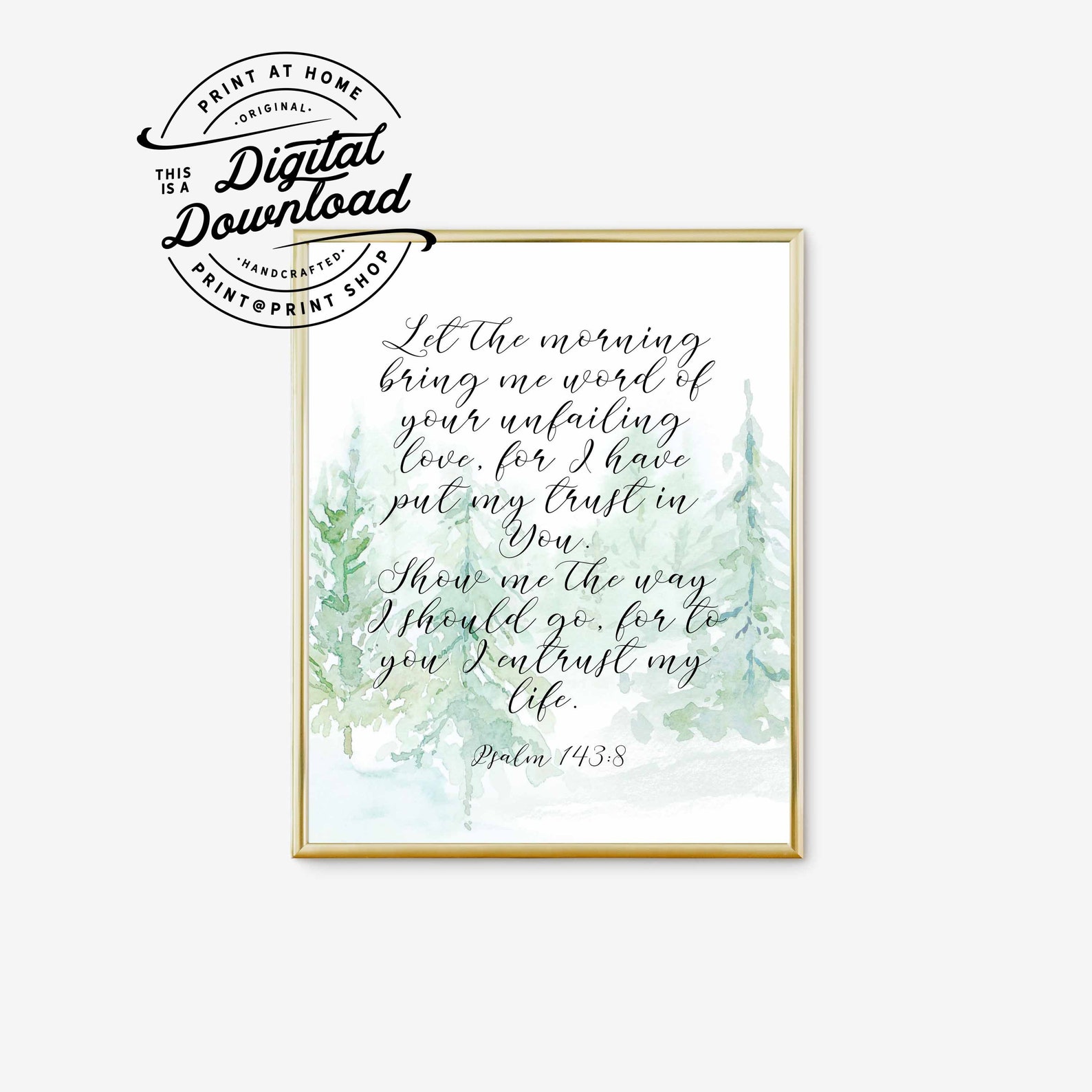 Bible Verse Watercolor Art Love Bible Art Pine Tree Wall Art Etsy