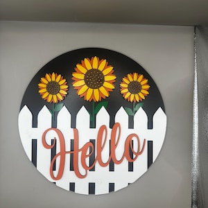 Percha para puerta con el mensaje Hola girasol