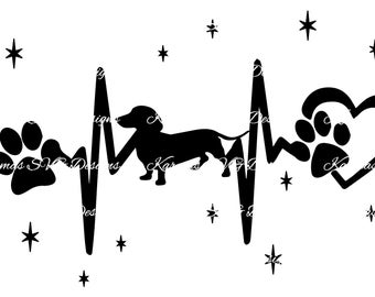 Dachshund Heartbeat SVG, PNG, JPEG, dxf
