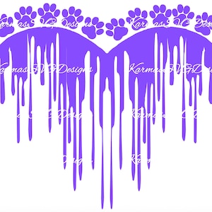 Pawprint Drip Heart SVG