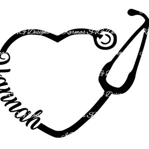 Hannah Heart Stethoscope SVG
