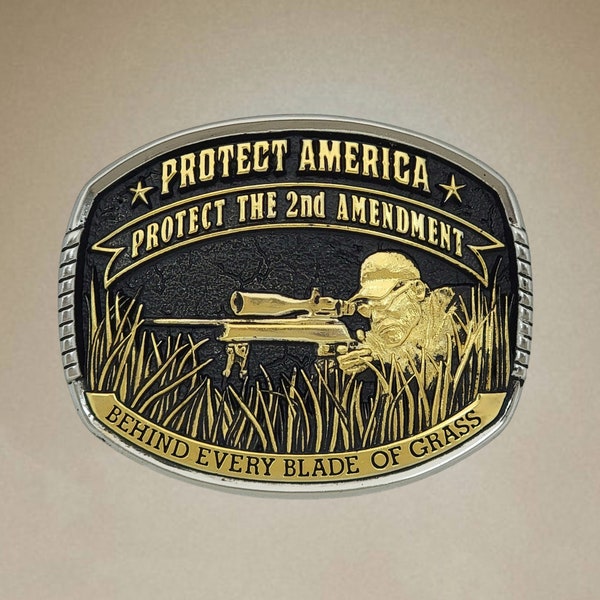 Montana Silversmiths - Chris Kyle American Sniper 2nd Amendment Behind Every Blade - Belt Buckle Retail 55.00