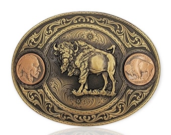 Miner's Indian Head Nickel Belt Buckle with Buffalo NEW! Retail 160.00