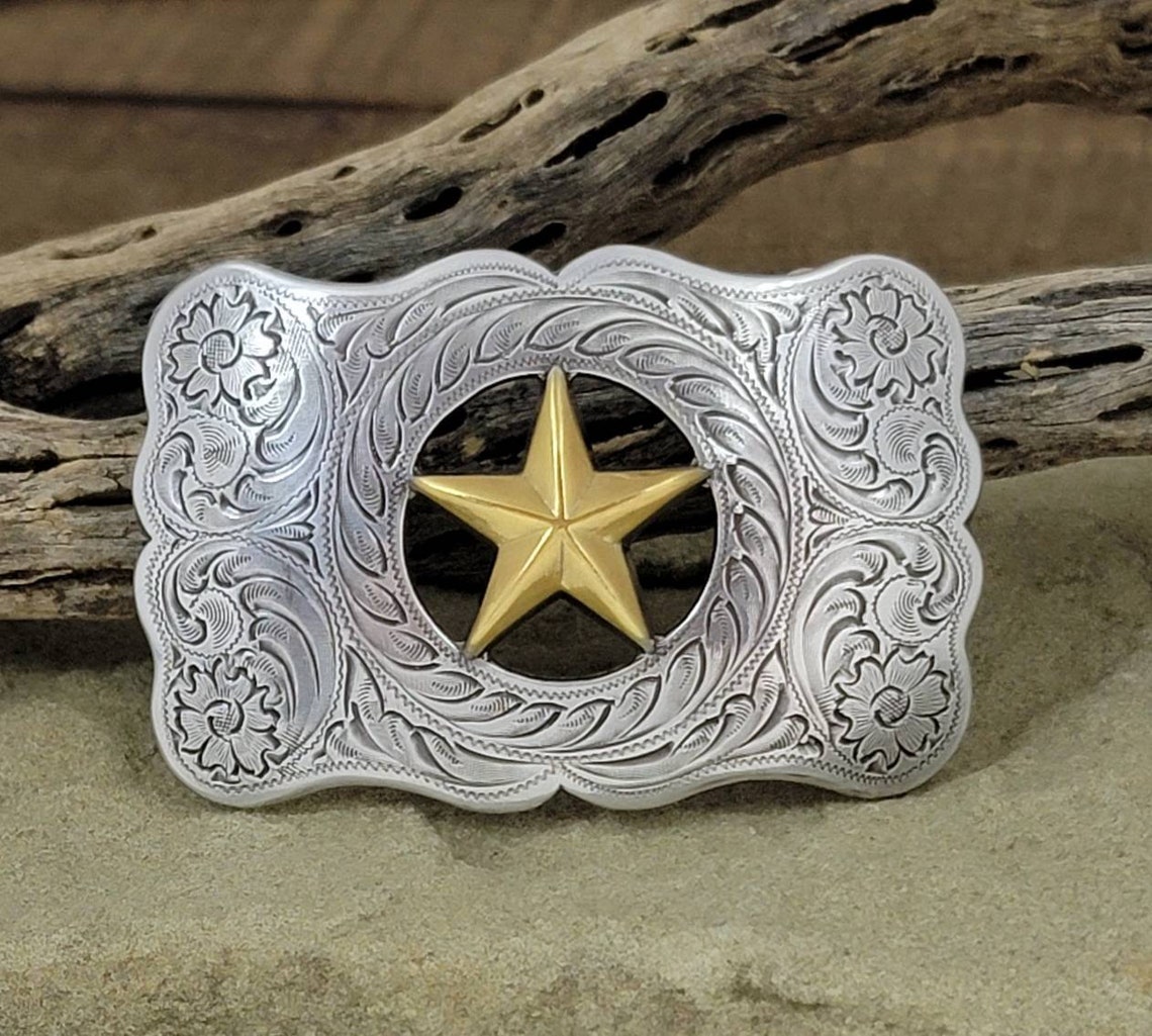 Nocona SMALL Silver Buckle With Star Cutout Belt Buckle NEW Etsy