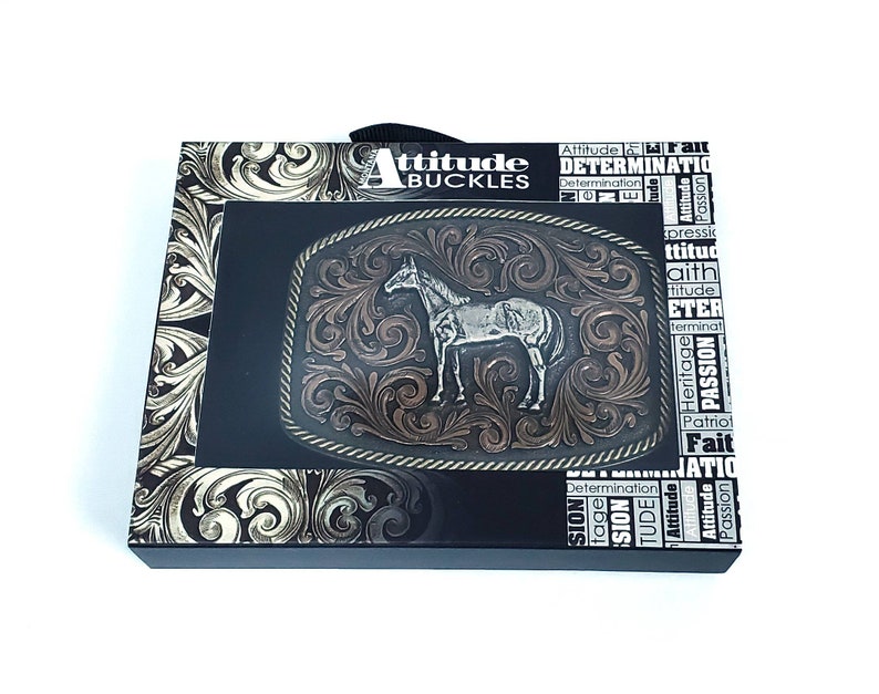 Montana Silversmiths Tri-Color Standing Horse Equestrian Belt Buckle NEW