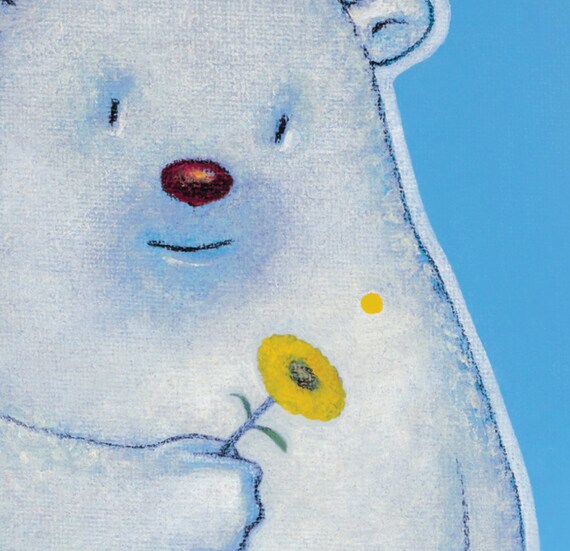 Oso polar y flor amarilla / Dibujos animados de oso blanco / - Etsy México Oso polar y flor amarilla / Dibujos animados de oso blanco / - Etsy México