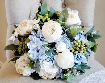 Blue Peony Bouquet Etsy