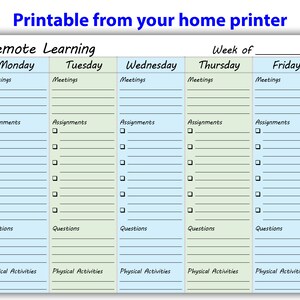 Remote/distance/virtual Learning Planner Pages for Middle-school/high ...
