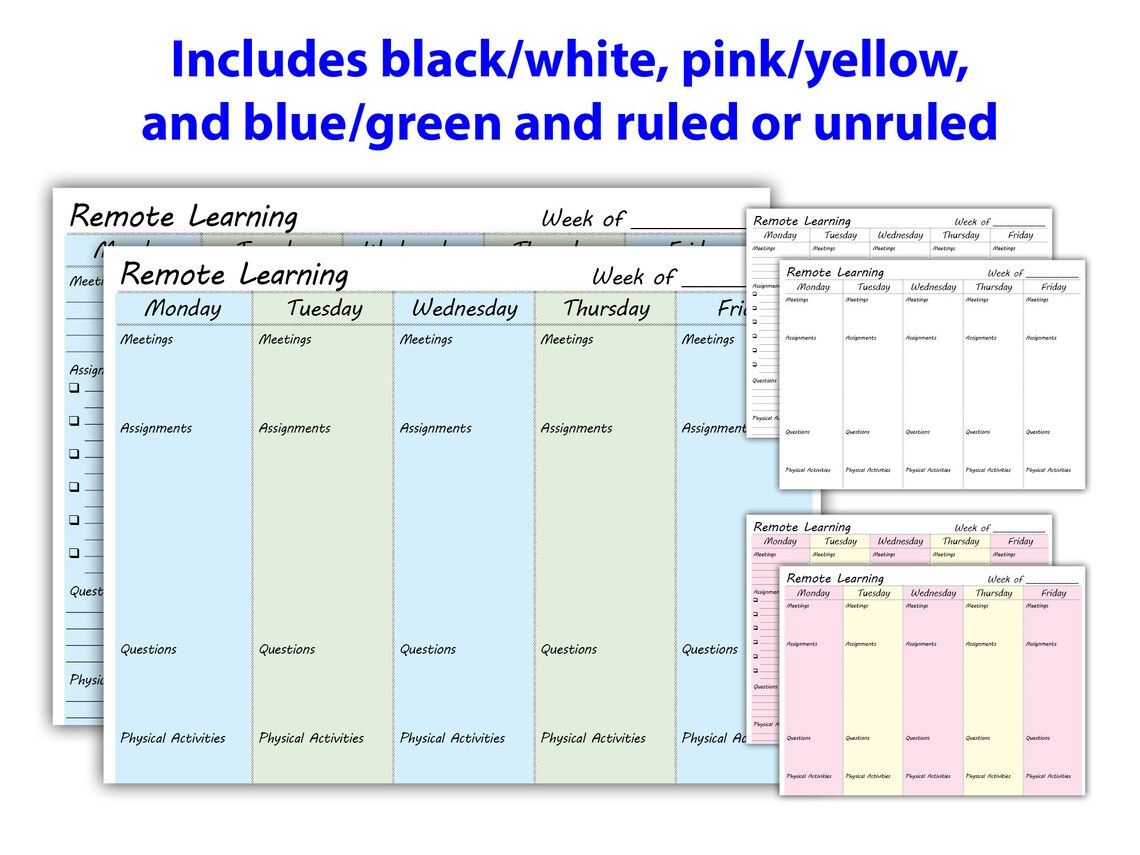 Remote/distance/virtual Learning Planner Pages for Middle-school/high ...