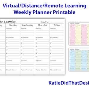 Remote/Distance/Virtual Learning Planner Pages for Middle-School/High-School Students