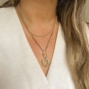 Carabiner Chunky Gold Heart Pendant Necklace. Gold Plated Stainless Steel, Gold Link Chain, Charm Necklace, Cute Jewellery