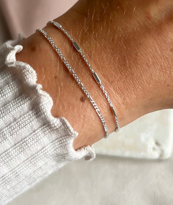 Silver bar bracelet discount